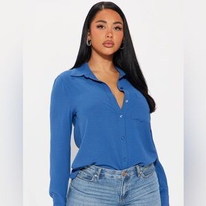 Fashion Nova Royal Blue Button Down Shirt